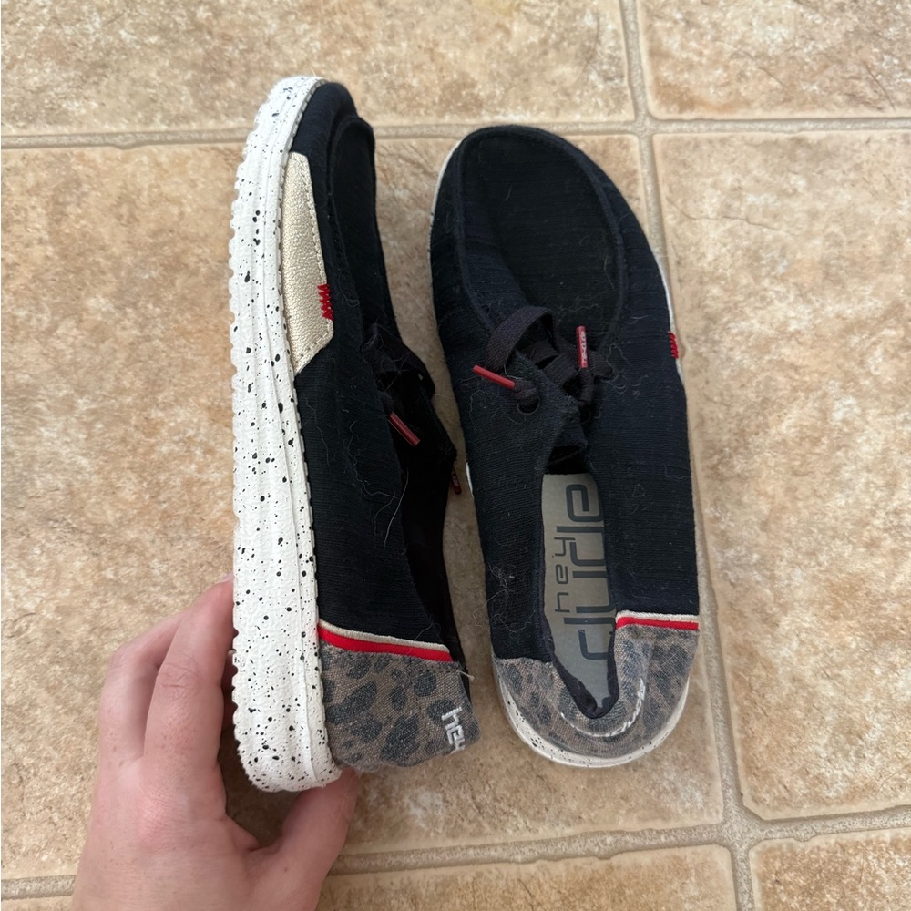 Hey Dude Black and Red Casual Slip-Ons